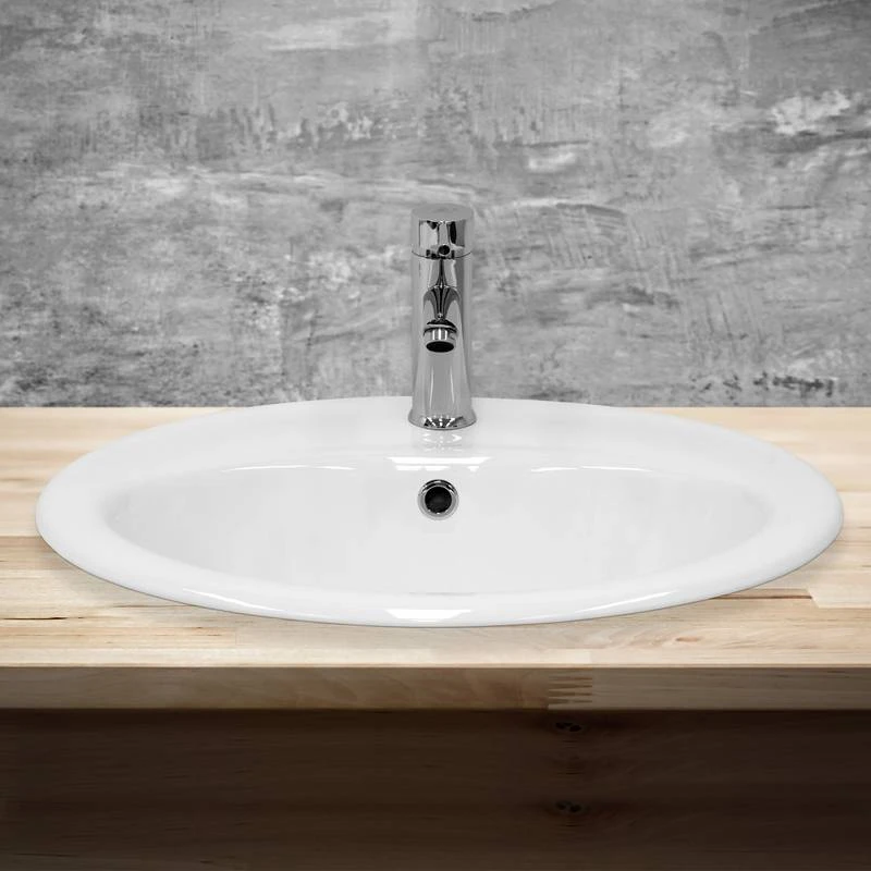 Lavabo Ovale 57x48,5x19,5 Cm Blanc 2 Lavabo Ovale 57x48,5x19,5 Cm Blanc – Image 2