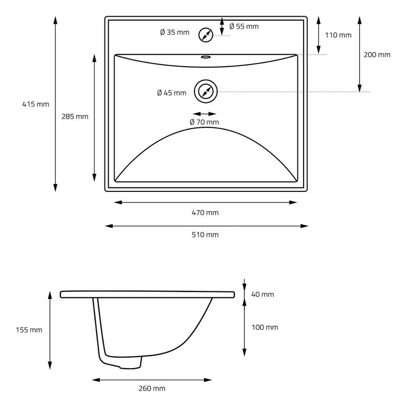 Vasque Rectangulaire 51x155x415 Cm Blanc 6 Vasque Rectangulaire 51x155x415 Cm Blanc – Image 6