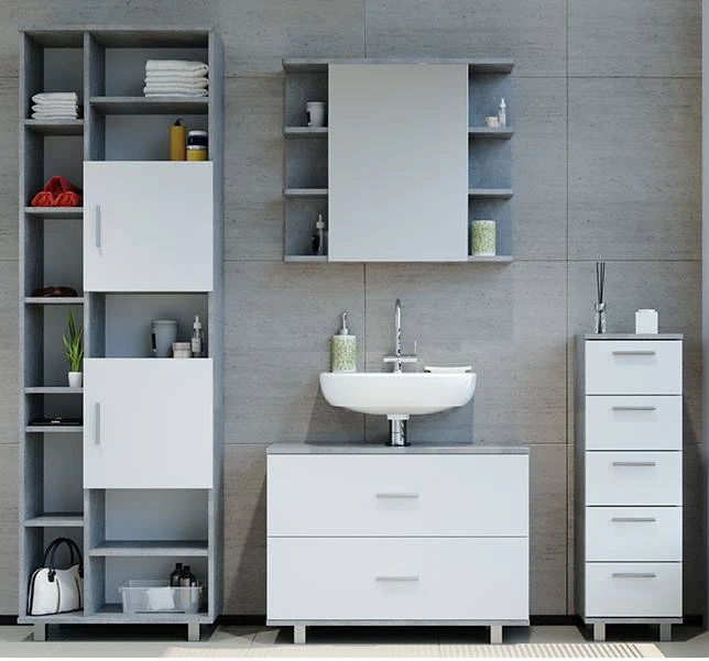 Salle De Bains Ilias Béton (4 éléments) 1 Salle De Bains Ilias Béton (4 éléments)