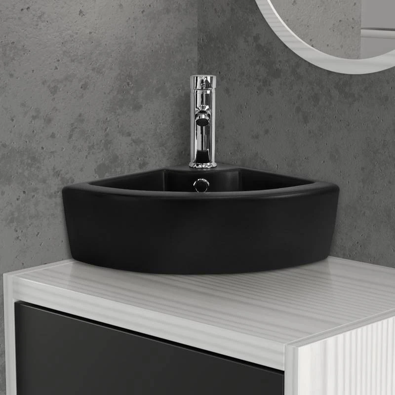 Lavabo D'angle 46x33x13cm Blanc 9 Lavabo D'angle 46x33x13cm Blanc – Image 9