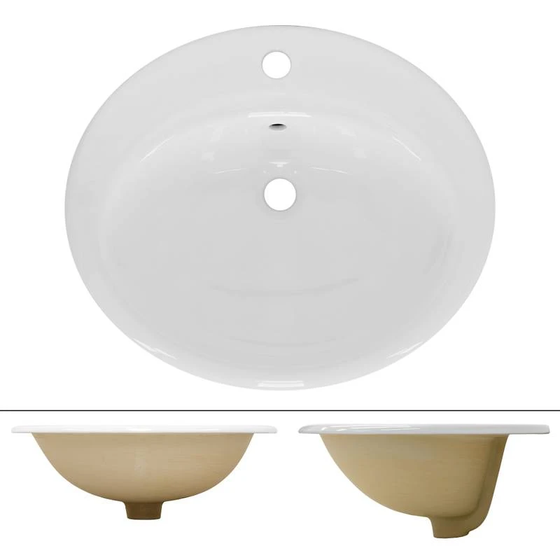 Lavabo Ovale 57x48,5x19,5 Cm Blanc 3 Lavabo Ovale 57x48,5x19,5 Cm Blanc – Image 3